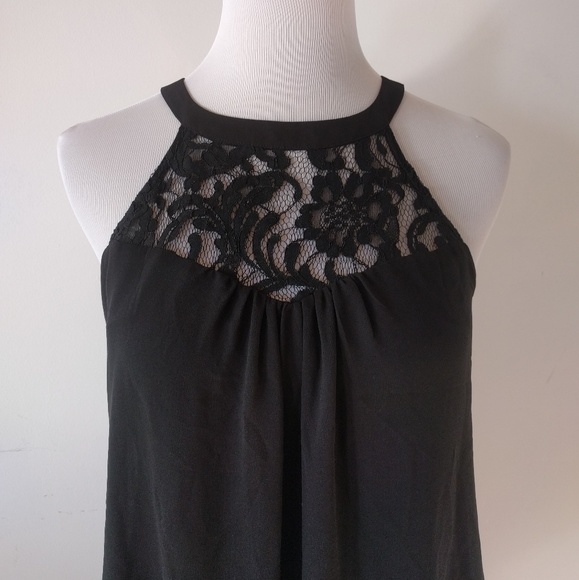 ❎ *Sold* Black Lace Chiffon Halter Tunic Dress - Picture 3 of 5